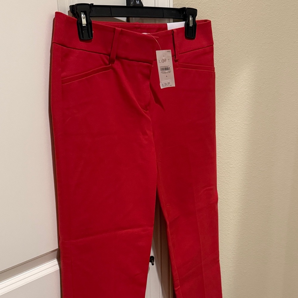 LOFT Vibrant Red Riviera Pants - Cropped Marisa Fit - Picture 2 of 4
